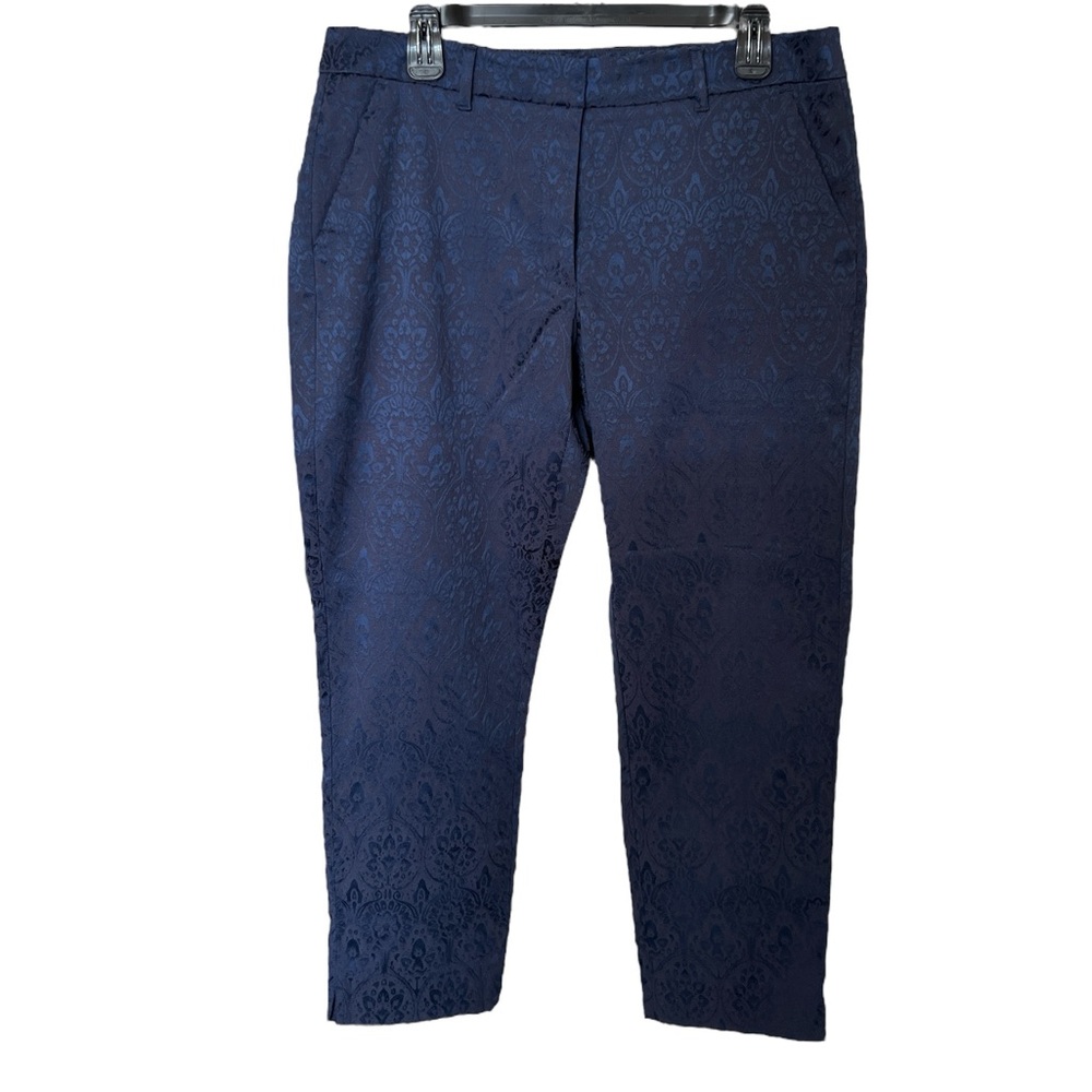 White House Black Market The Slim Ankle Blue Textured Pants Size 12